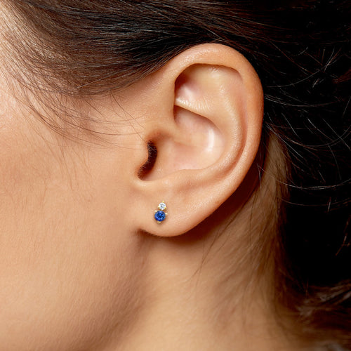 Sapphire & Diamond Stud Earrings Image 2