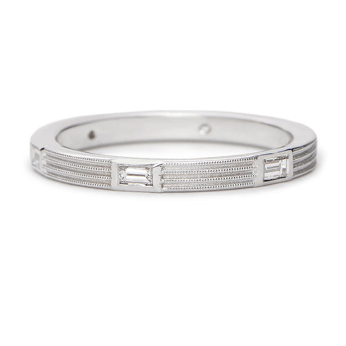 Baguette Diamond Fern Wedding Band Image 2