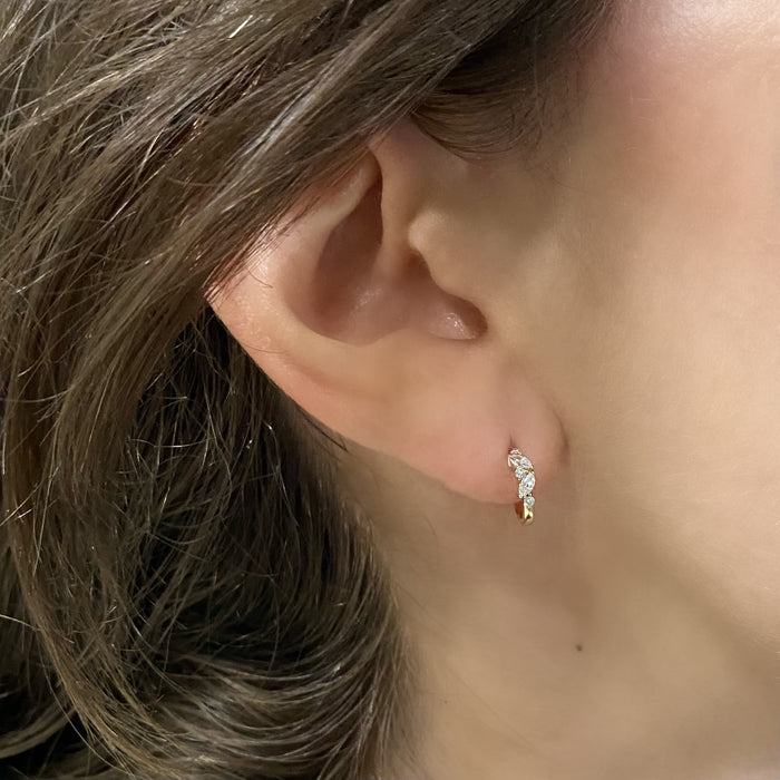 Mixed Diamond Petite Hoop Earrings