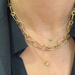 Emerald Baguette Bezel Pendant Necklace