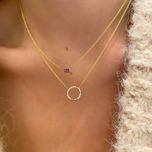 Ruby Baguette Bezel Pendant Necklace Image 2