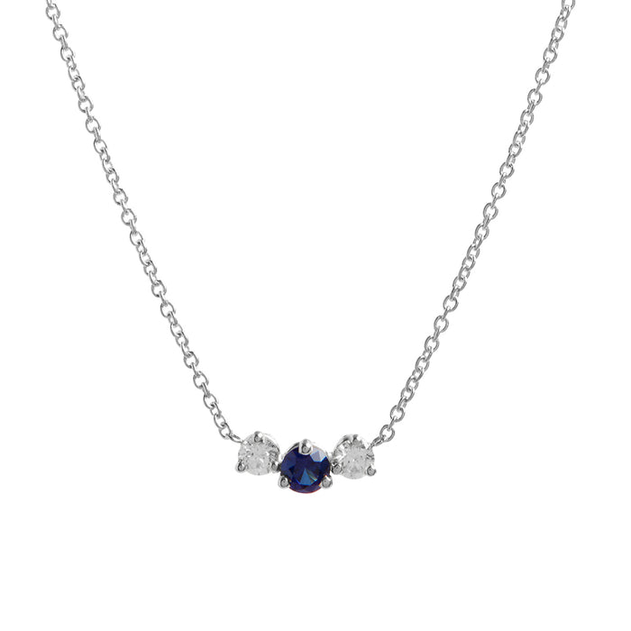 Sapphire & Diamond Birthstone Trio Necklace