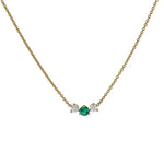 Emerald & Diamond Birthstone Trio Necklace