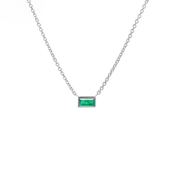 Emerald Baguette Bezel Pendant Necklace