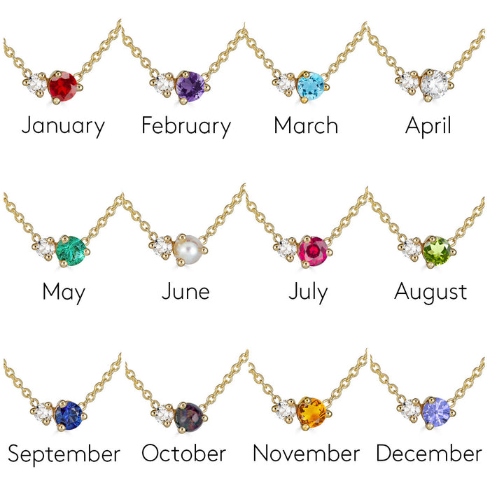Birthstone & Diamond Necklace